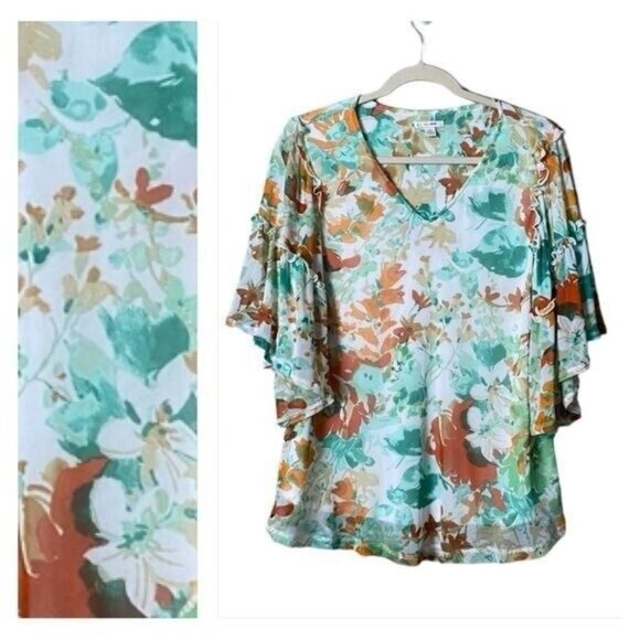 Fairycore Women Flowy Ruffle Blouse Medium Romantic Feminine Bell Sleeve… - Picture 1 of 10